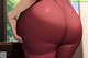 A cartoon of a woman in a red pantyhose with her back to the camera.